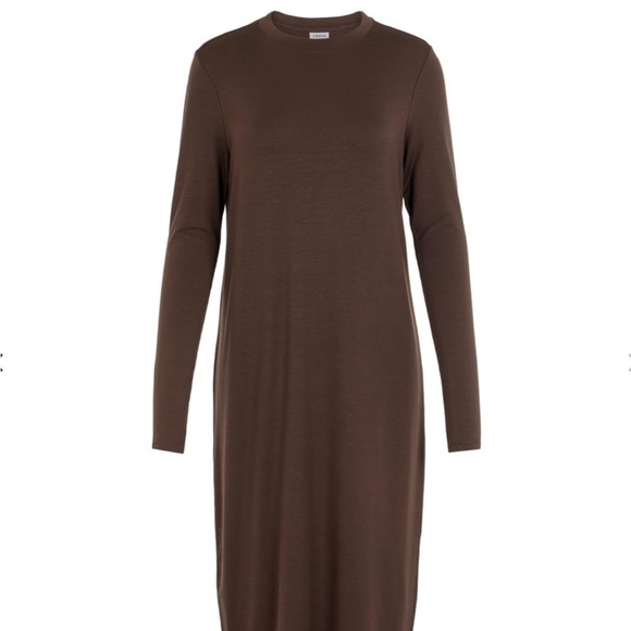 Vero Moda Coffee Bean Brown Tencel Long Sleeve Maxi Dress size L - Picture 4 of 6